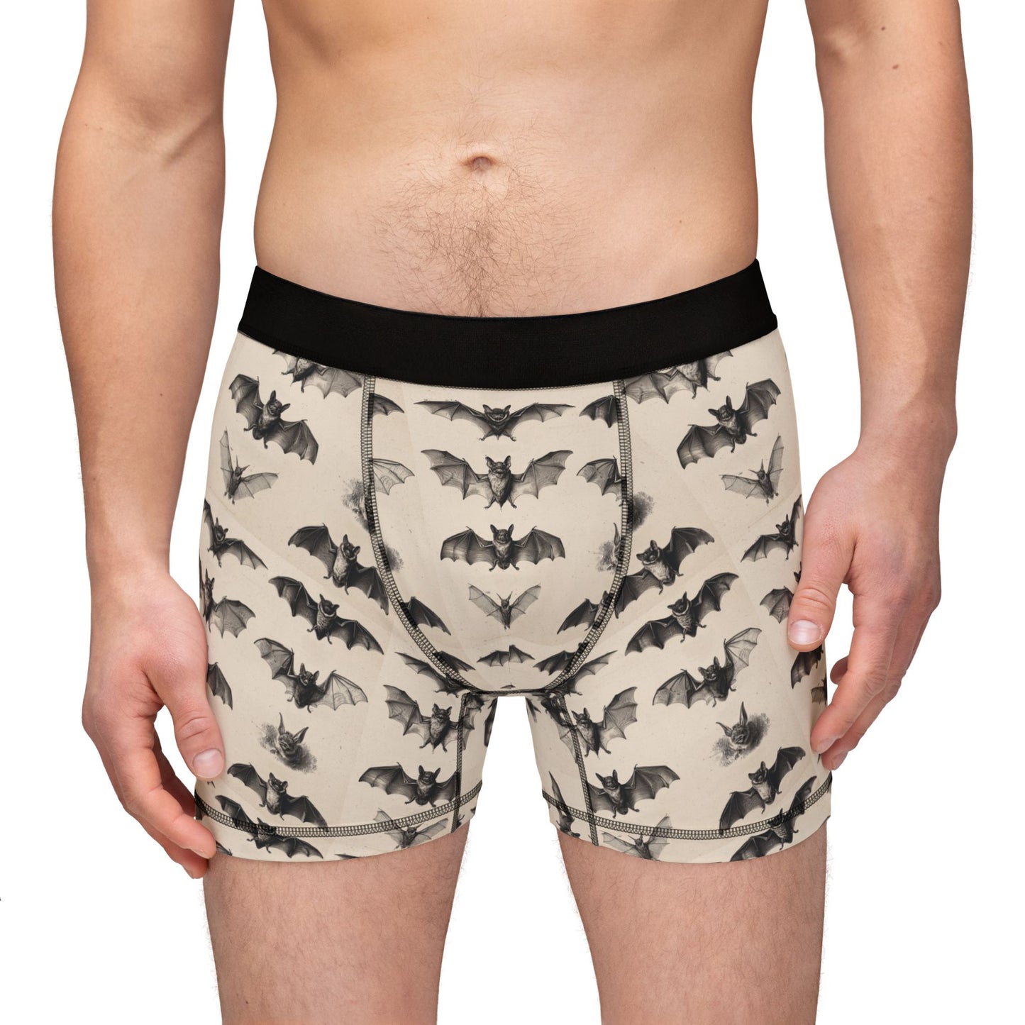 Vintage Bat Species Print Men's Boxer Briefs