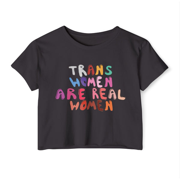 Trans Women Are Real Women Crop Top - Vintage American Flag Design