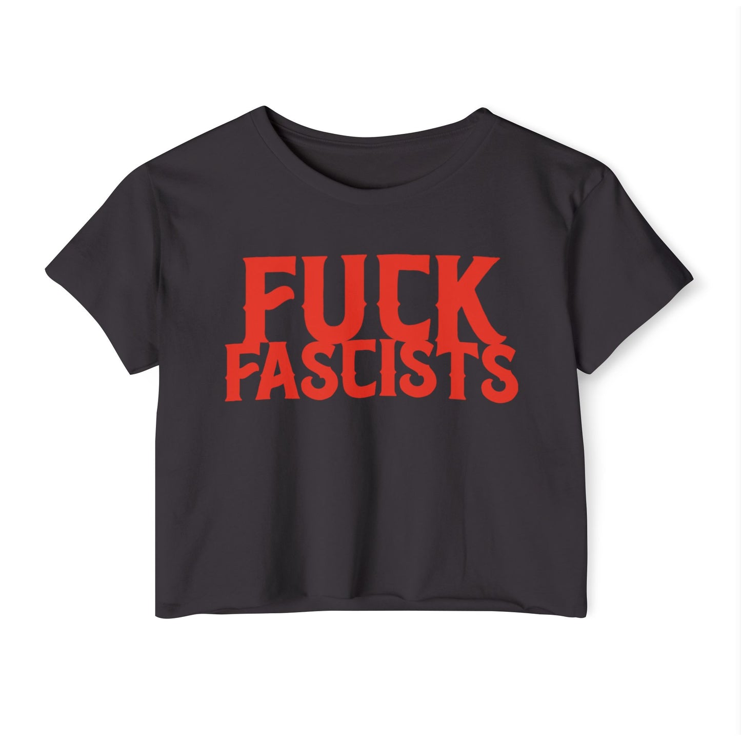 Fuck Fascist Crop Top - Vintage American Flag Design