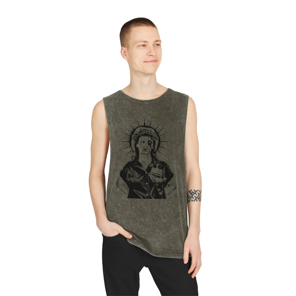 DIED FOR YOUR SINS AILEEN MINERAL WASH MUSCLE TEE