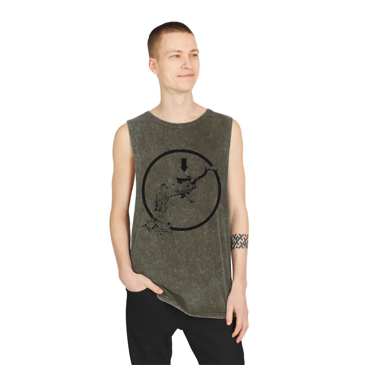 FREE P*SSY MEAT GRINDR MINERAL WASH MUSCLE TEE