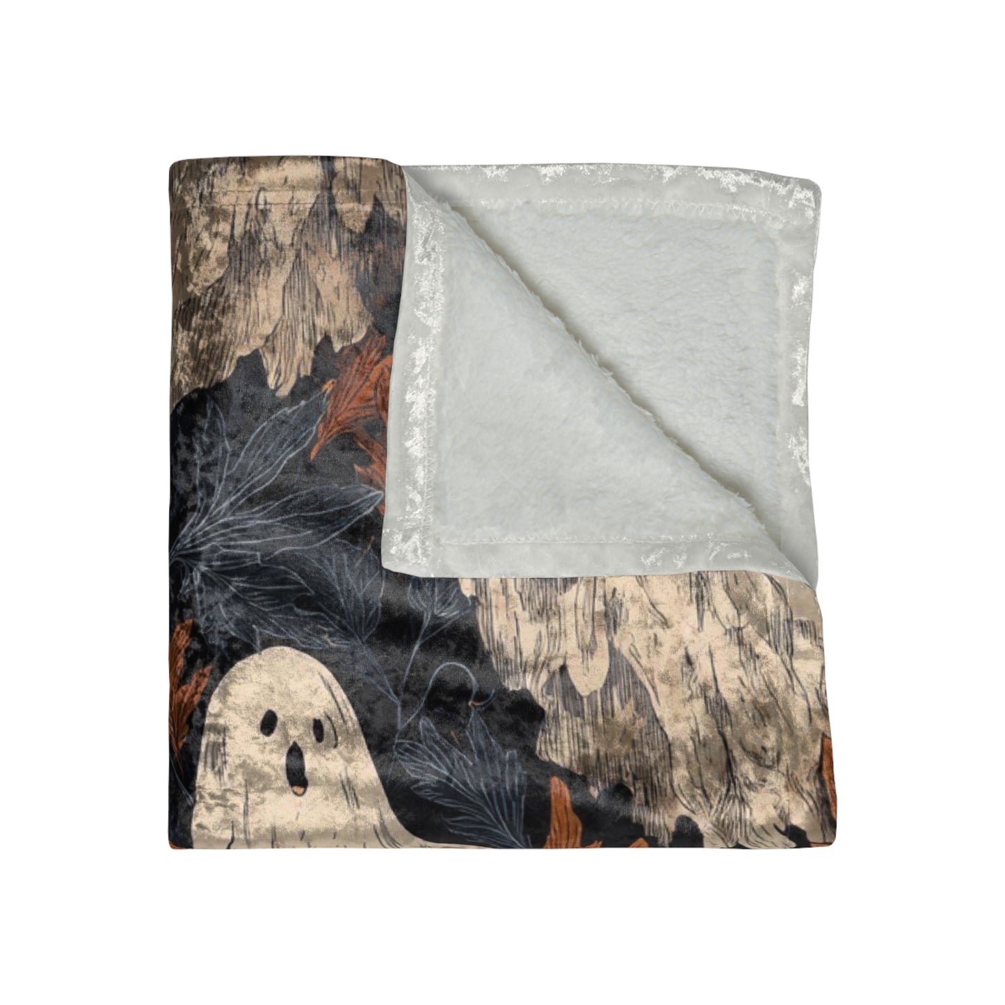 Spooky Autumn Ghost Velvet Blanket