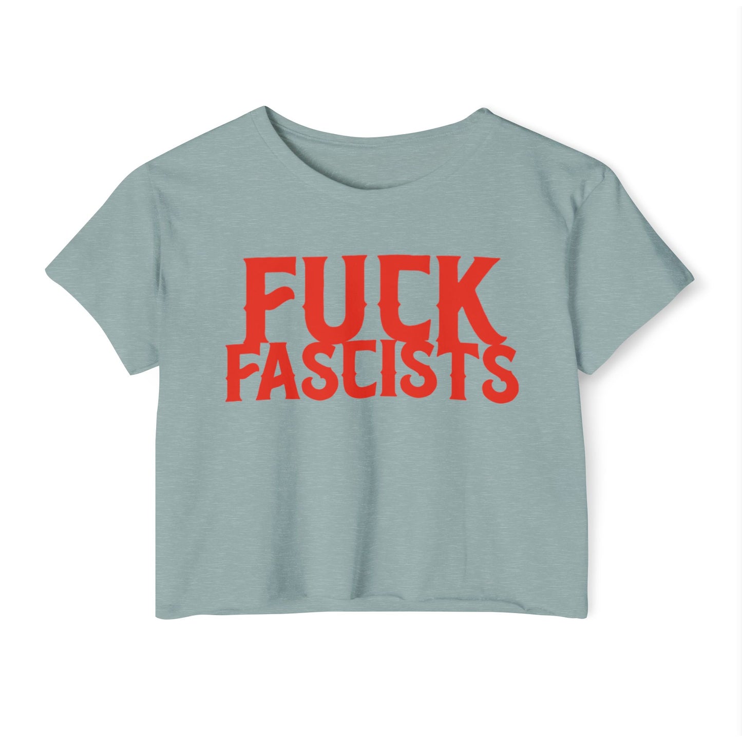 Fuck Fascist Crop Top - Vintage American Flag Design