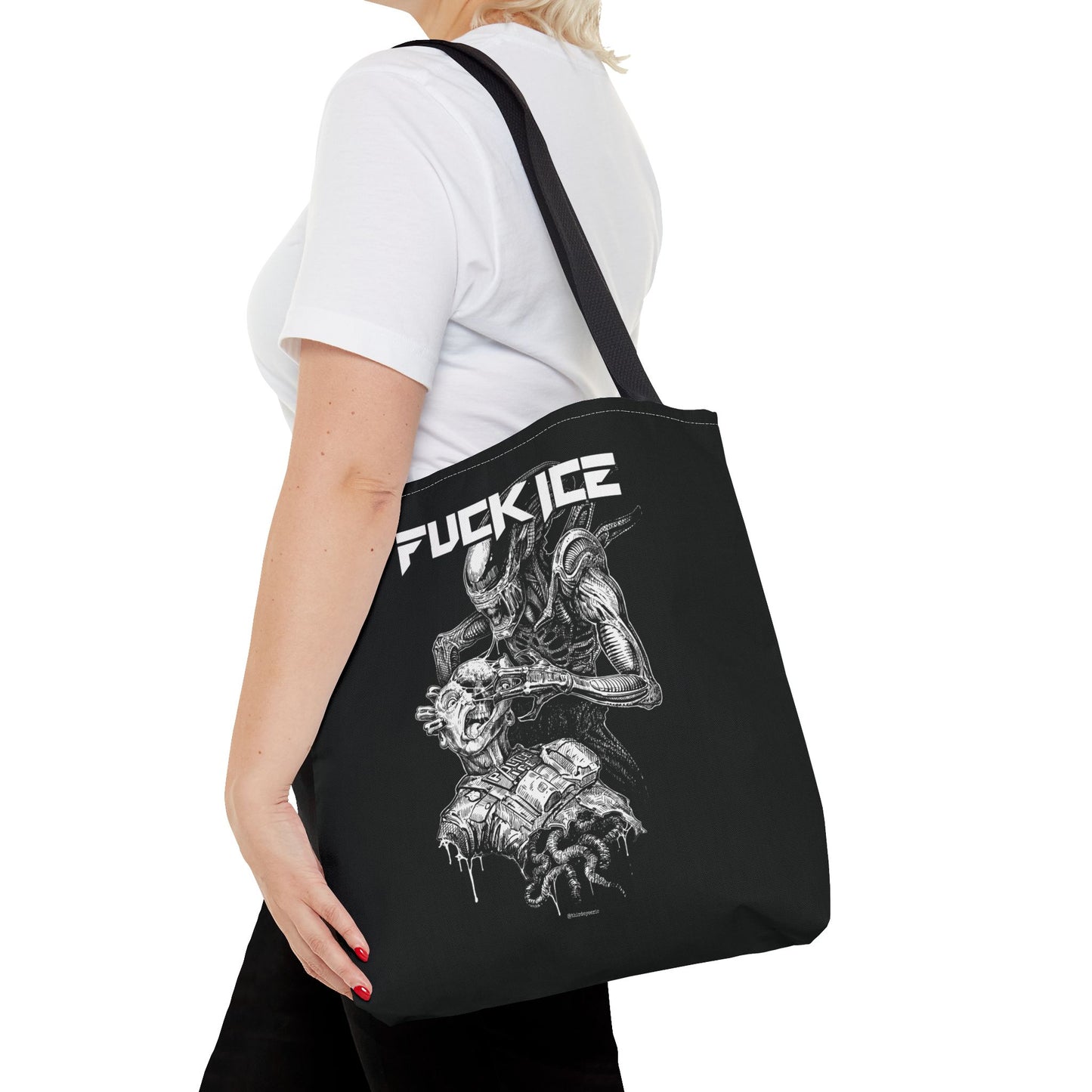 FUCK ICE Xenomorph Tote Bag by E.S.