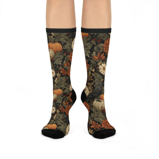 Samhain Corvus Crew Socks | Cozy Footwear, Cute Gift, Fall Fashion, Festive Accessories, Pumpkin Enthusiasts