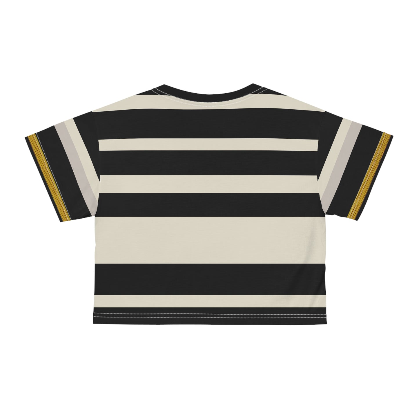 Cream and Black Stripe Crop Tee