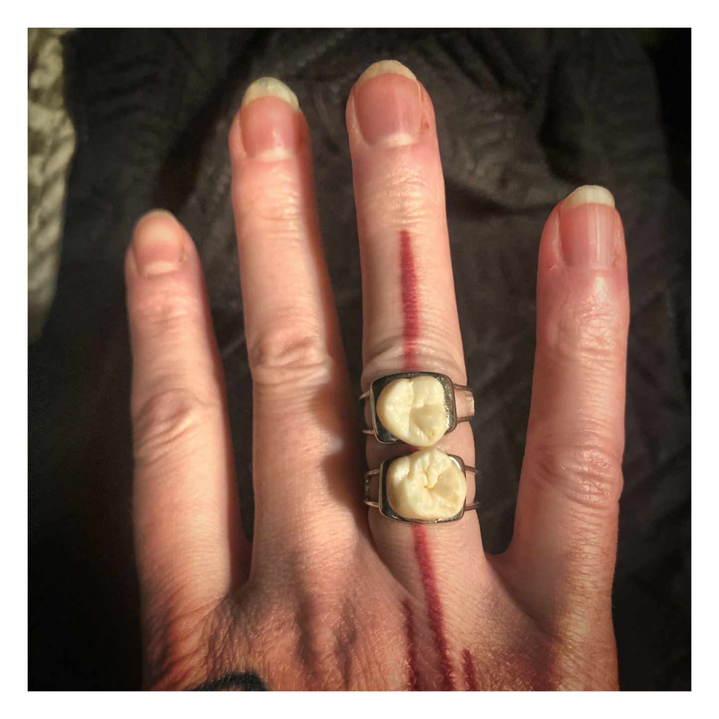 Authentic Human Teeth Sterling Silver Ring