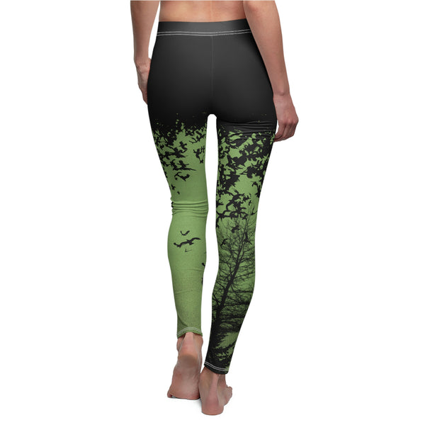 Murder of Crows Green and Black Leggings