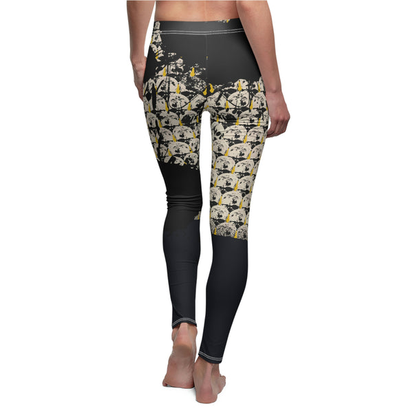 Women's Mustard Skull Print Leggings