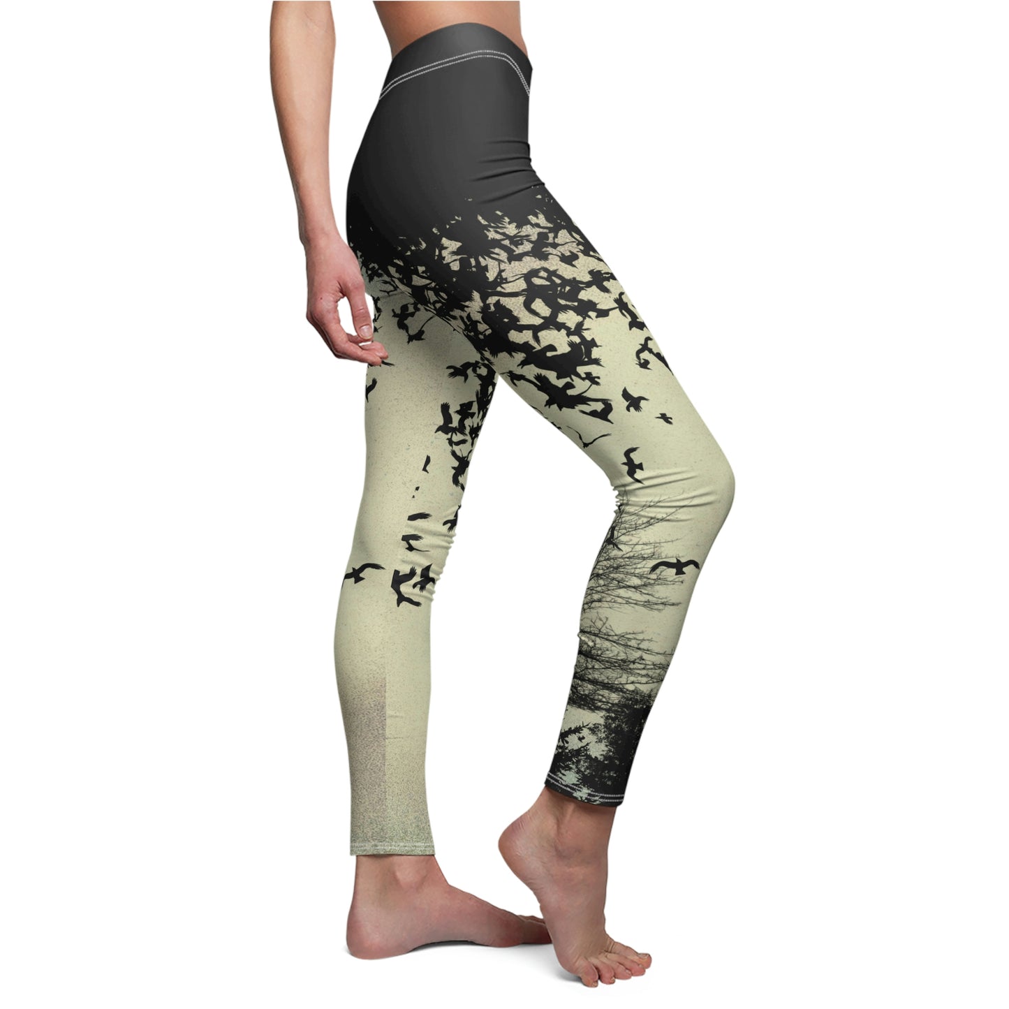 Murder of Crows Cream and Black Leggings