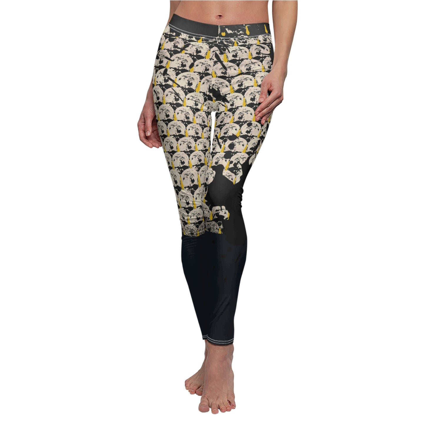 Women's Mustard Skull Print Leggings