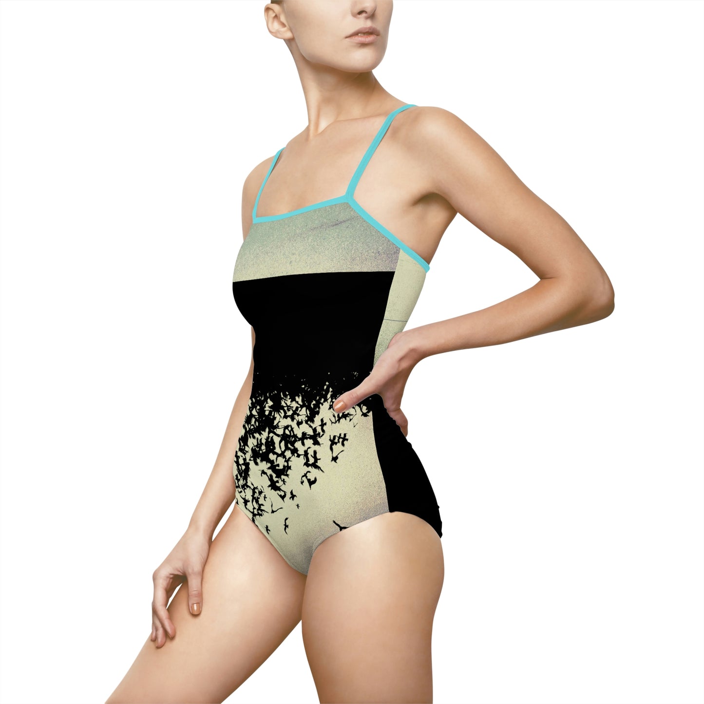 Murder of Crows Cream and Black Swimsuit