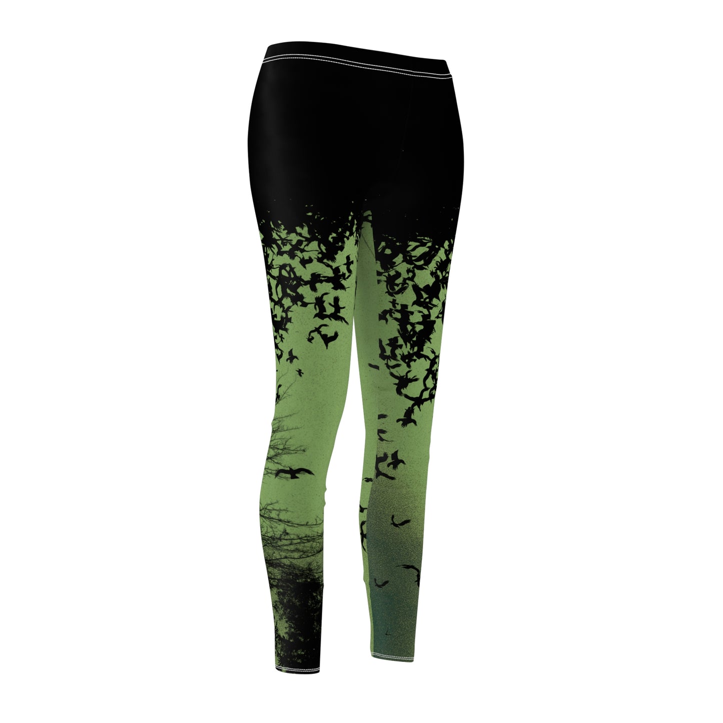 Murder of Crows Green and Black Leggings