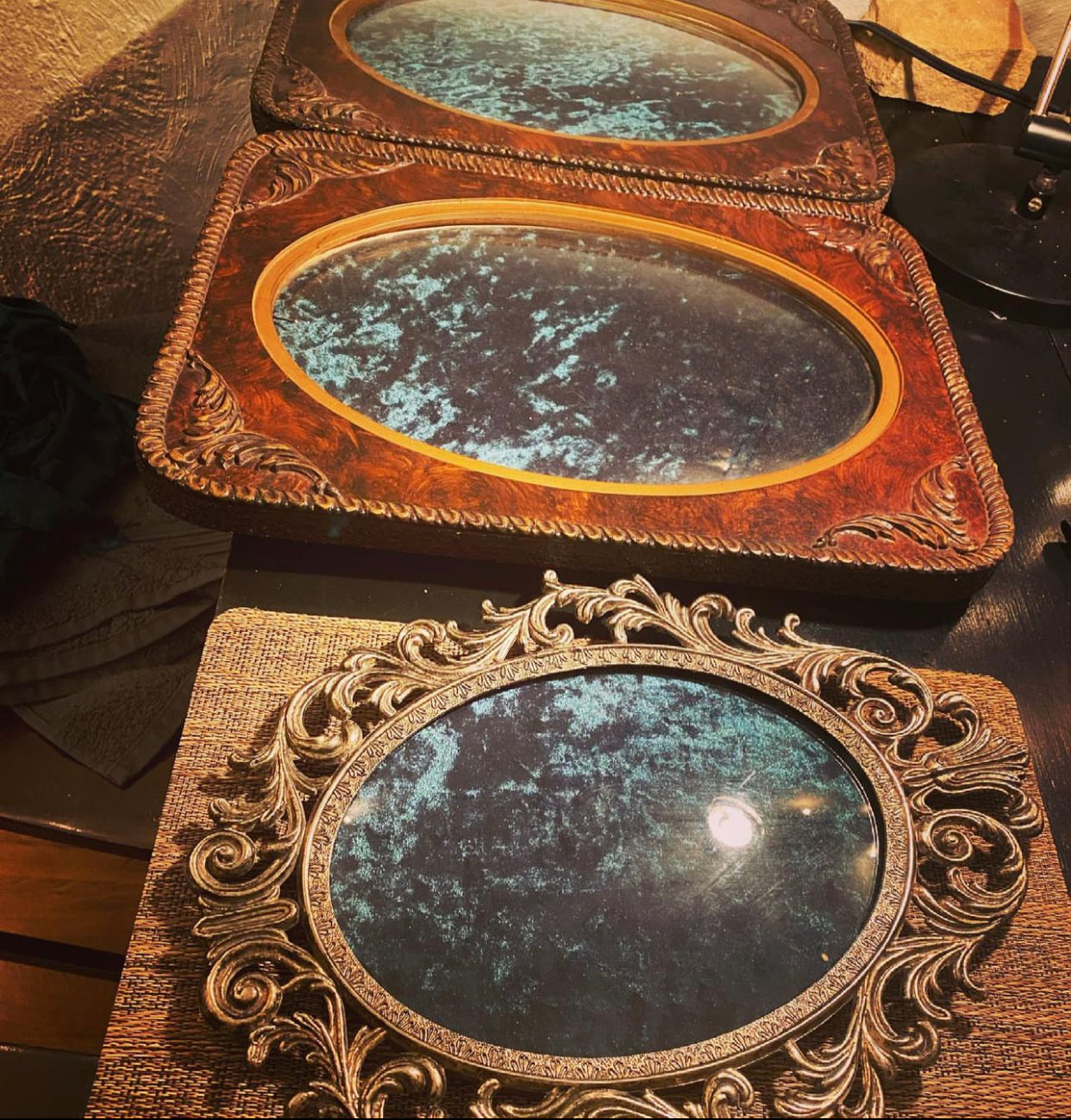 SOLD***** Cicada on Velvet in Vintage Convex Glass Frame